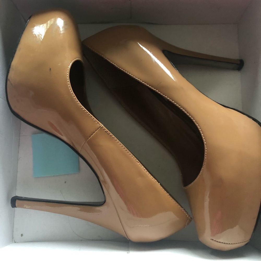 Nude Patent Leather Pumps